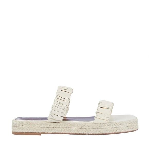 NEW Staud Maya Ruched Espadrille Sandals Sz 11 Ivory - Picture 2 of 11